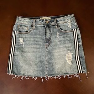 Ripped Denim Mini Skirt
